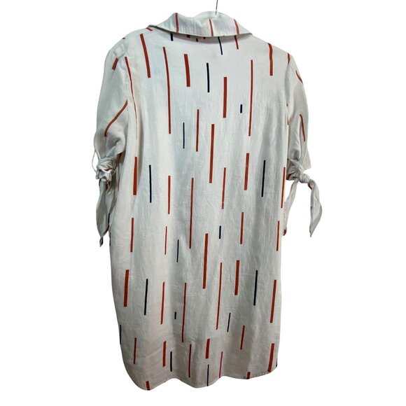 Lush White Striped Button-Down Shirt Dress Size Medium Classic Preppy Casual Y2k - Picture 2 of 7